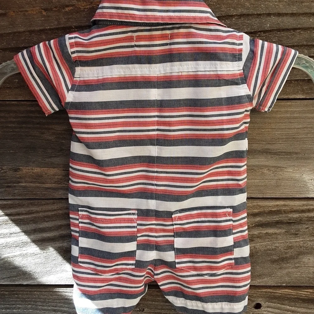 DKNY baby boy's blue, red & white onesie size 0-3 months